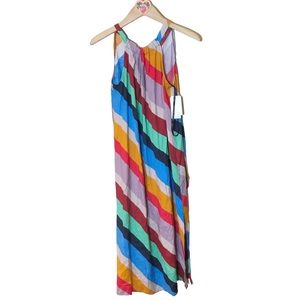 NWT Ten Sixty Sherman multi-striped halter dress with side slits S